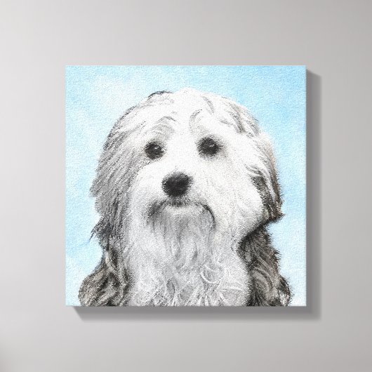 Lowchen schilderen - Kute Original Dog Art Canvas Afdruk (Voorkant)