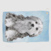 Lowchen schilderen - Kute Original Dog Art Golfhanddoek (Horizontaal)