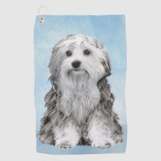 Lowchen schilderen - Kute Original Dog Art Golfhanddoek (Voorkant)