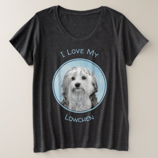 Lowchen schilderen - Kute Original Dog Art Grote Maat T-shirt (Design voorkant)