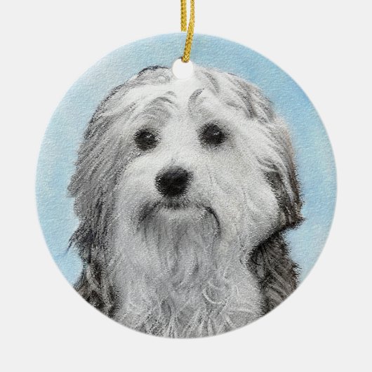 Lowchen schilderen - Kute Original Dog Art Keramisch Ornament (Voorkant)