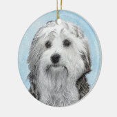 Lowchen schilderen - Kute Original Dog Art Keramisch Ornament (Links)