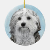 Lowchen schilderen - Kute Original Dog Art Keramisch Ornament (Achterkant)