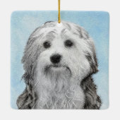 Lowchen schilderen - Kute Original Dog Art Keramisch Ornament (Achterkant)