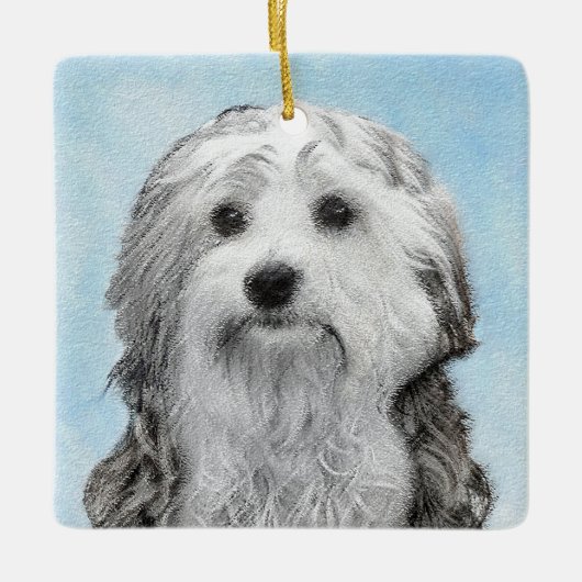 Lowchen schilderen - Kute Original Dog Art Keramisch Ornament (Voorkant)