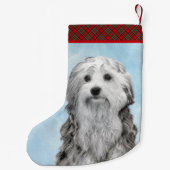 Lowchen schilderen - Kute Original Dog Art Kleine Kerstsok (Achterkant)