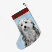 Lowchen schilderen - Kute Original Dog Art Kleine Kerstsok (Achterkant (Hangend))