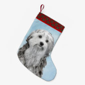 Lowchen schilderen - Kute Original Dog Art Kleine Kerstsok (Voorkant (Hangend))