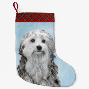 Lowchen schilderen - Kute Original Dog Art Kleine Kerstsok
