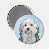 Lowchen schilderen - Kute Original Dog Art Magneet (Voorkant / Achterkant)