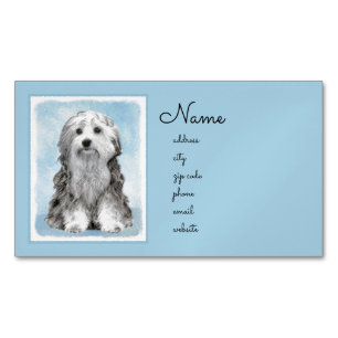 Lowchen schilderen - Kute Original Dog Art Magnetisch Visitekaartje