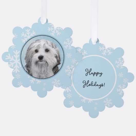 Lowchen schilderen - Kute Original Dog Art Ornament Kaart (Voorkant / Achterkant)