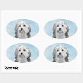Lowchen schilderen - Kute Original Dog Art Ovale Sticker (Vel)