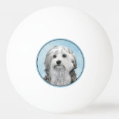 Lowchen schilderen - Kute Original Dog Art Pingpongbal (Achterkant)