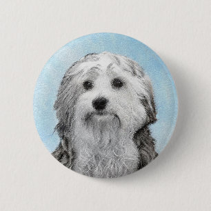 Lowchen schilderen - Kute Original Dog Art Ronde Button 5,7 Cm