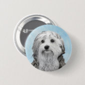 Lowchen schilderen - Kute Original Dog Art Ronde Button 5,7 Cm (Voorkant /achterkant)