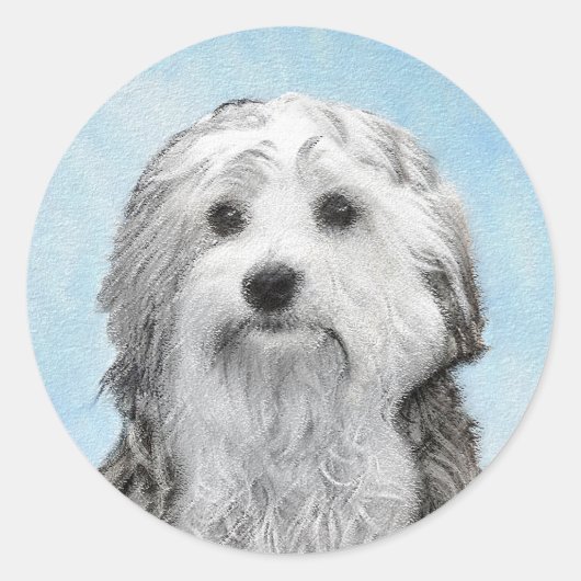 Lowchen schilderen - Kute Original Dog Art Ronde Sticker (Voorkant)
