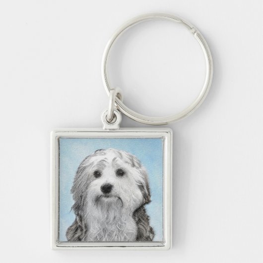 Lowchen schilderen - Kute Original Dog Art Sleutelhanger (Voorkant)