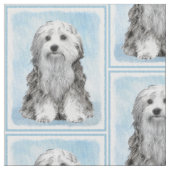 Lowchen schilderen - Kute Original Dog Art Stof (Close Up)
