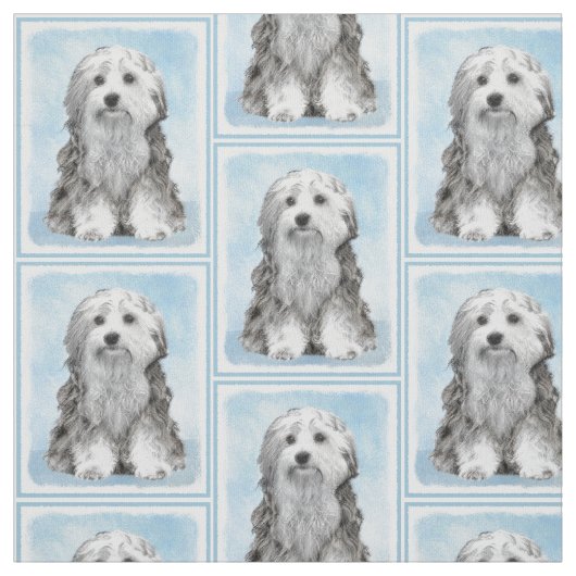 Lowchen schilderen - Kute Original Dog Art Stof (Swatch)