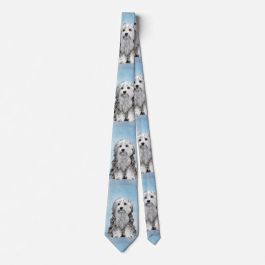 Lowchen schilderen - Kute Original Dog Art Stropdas (Voorkant)
