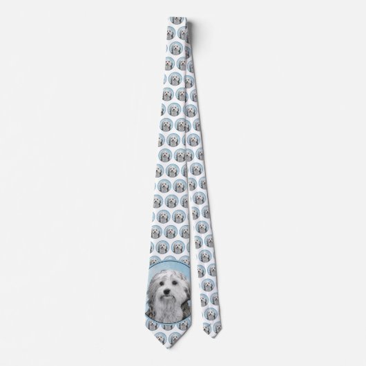 Lowchen schilderen - Kute Original Dog Art Stropdas (Voorkant)