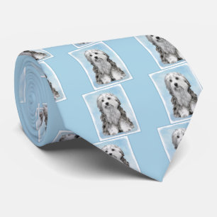 Lowchen schilderen - Kute Original Dog Art Stropdas