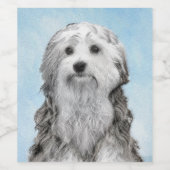 Lowchen schilderen - Kute Original Dog Art Wijn Etiket (Enkel label)