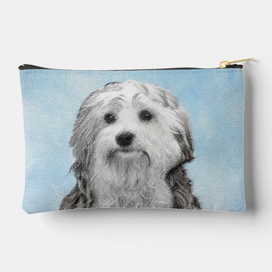 Lowchen Schilderen Zilver en Crème Originele Hond  Etui (Achterkant)