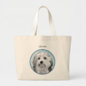 Lowchen Schilderen Zilver en Crème Originele Hond  Grote Tote Bag (Voorkant)