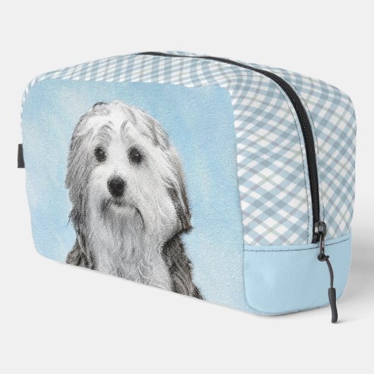 Lowchen Schilderen Zilver en Crème Originele Hond  Toilettasje (Rechterhoek)