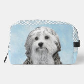 Lowchen Schilderen Zilver en Crème Originele Hond  Toilettasje (Achterkant)