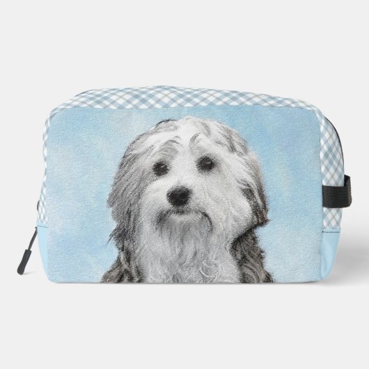 Lowchen Schilderen Zilver en Crème Originele Hond  Toilettasje (Achterkant)