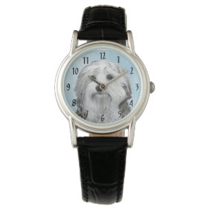 Lowchen-schilderij - Mooie originele honden kunst Horloge