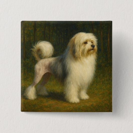 Lowchen Vierkante Button 5,1 Cm (Voorkant)