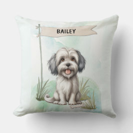 Lowchen Watercolor Personalized Dog Kussen