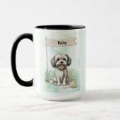 Lowchen Watercolor Personalized Dog Mok (Links)