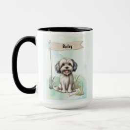 Lowchen Watercolor Personalized Dog Mok