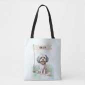 Lowchen Watercolor Personalized Dog Tote Bag (Voorkant)