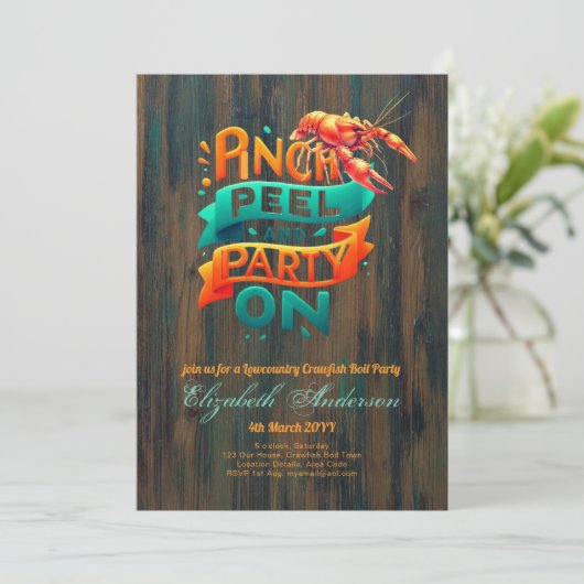 Lowcountry Boil Crawfish Party rustiek Kaart (Staand voorkant)