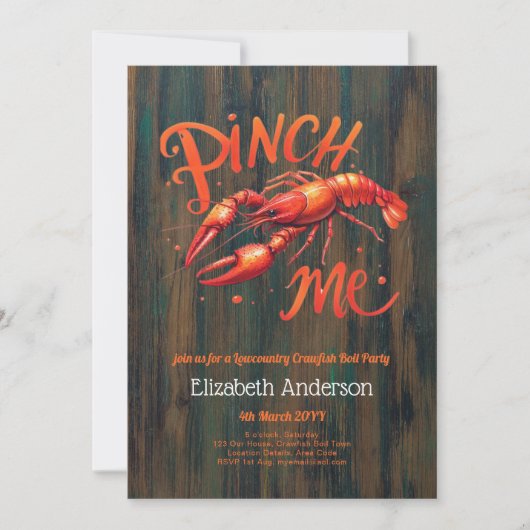 Lowcountry Boil Crawfish Party rustiek Kaart (Voorkant)