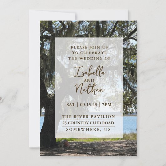 Lowcountry bruiloft uitnodiging (eiken) (Voorkant)