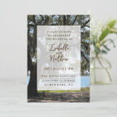 Lowcountry bruiloft uitnodiging (eiken) (Staand voorkant)