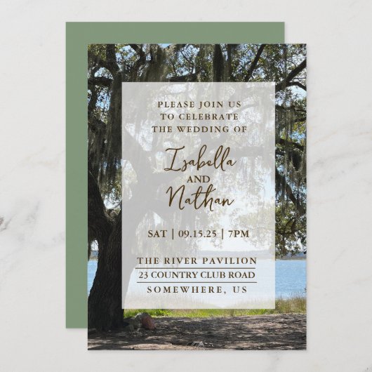 Lowcountry bruiloft uitnodiging (eiken) (Voorkant / Achterkant)