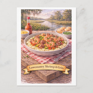 Lowcountry Garnalen & Grits (Amerikaanse Voedsel S Briefkaart