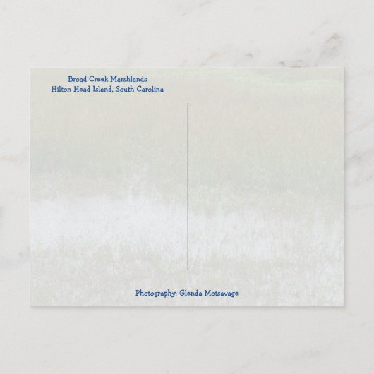 Lowcountry Greetings Broad Creek Hilton Head SC Briefkaart (Achterkant)