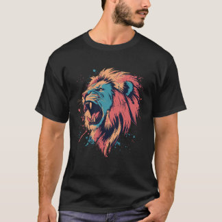 Löwe Farbenfroh Splash Kunst Tierdesign T-shirt