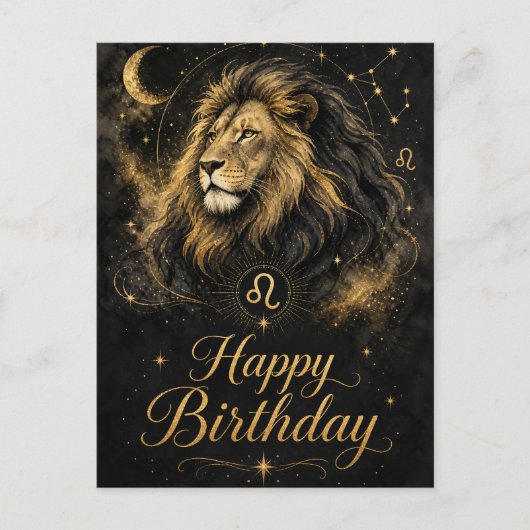 Löwe Happy Birthday Sternzeichen Design Briefkaart (Voorkant)