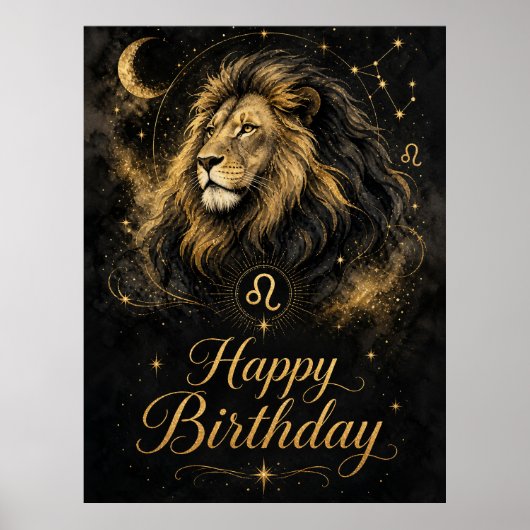 Löwe Happy Birthday Sternzeichen Design Poster (Voorkant)