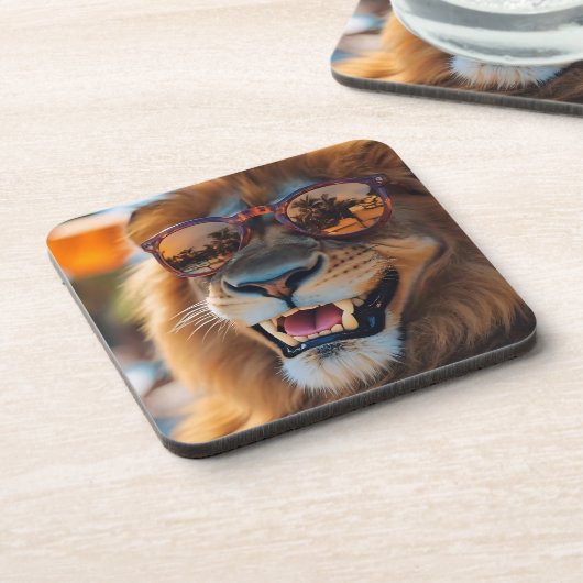 Löwe mit Sonnenbrille Bier Onderzetter (Linkerzijde)